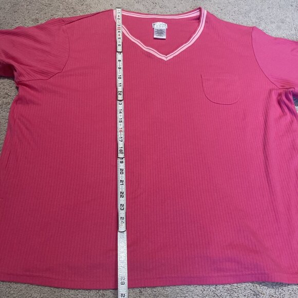 White Stag Sleepwear 2 Piece Pajama Set Tee & Shorts Women's Size 3X Barbie Pink - Picture 4 of 10